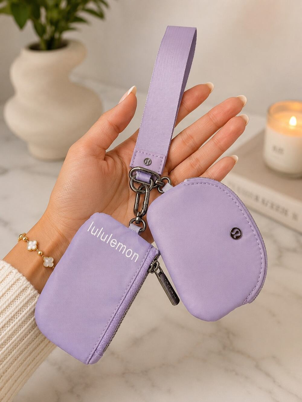 Dual Mini Zip Pouch Keychain Wallet | Compact Coin Purse & Card Holder